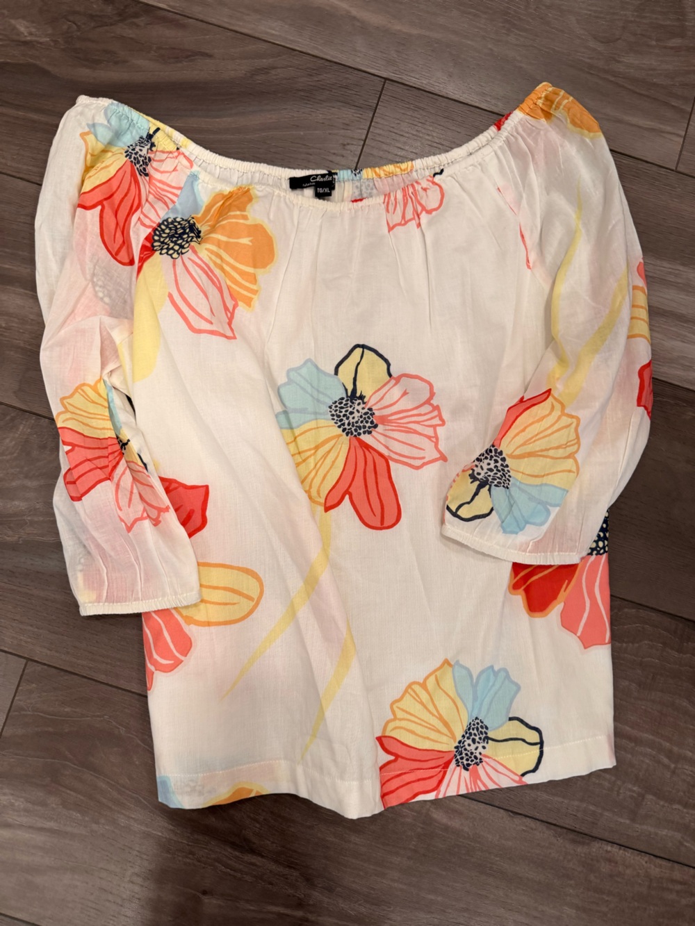 Charlie B. White Floral Off-Shoulder Blouse